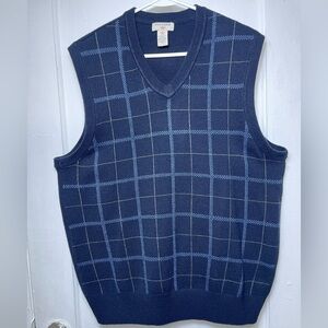 Dockers Navy Checkered V-Neck Sweater Vest   SIZE: L/G